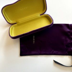 Purple Gucci Velvet Sunglasses Case with Silk Pouch